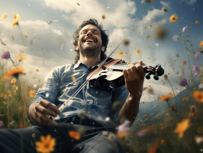Bonheur et créativité - Un homme joue du violon
