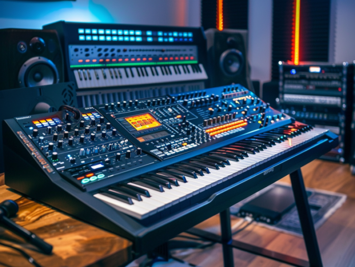 Photo d'un synthétiseur dans un studio de musique