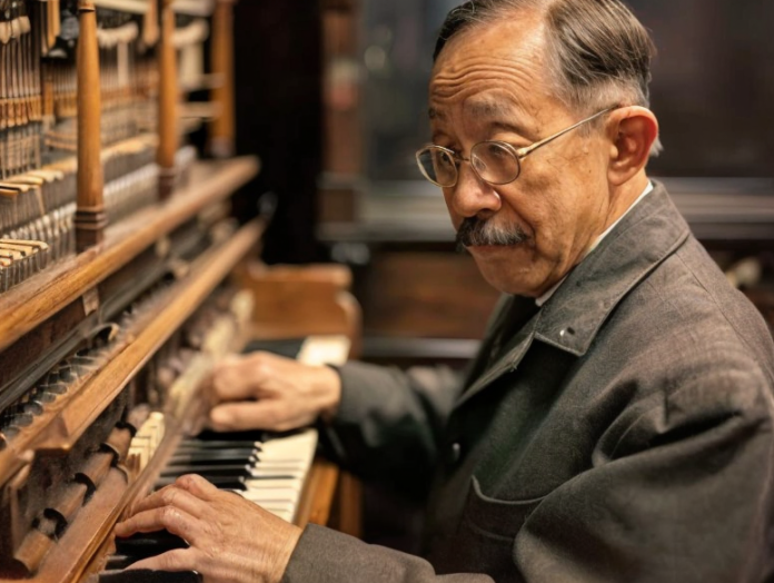 Torakusu Yamaha devant un piano